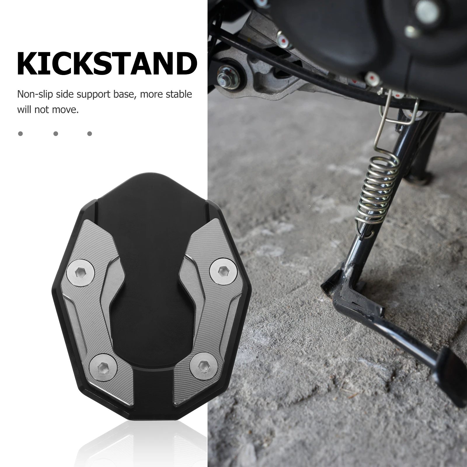 

Aluminum Alloy Side Kickstand Pad Kickstand Extension Non-Slip Motorbike Foot Support Plate For Outdoor Garage Use Durable