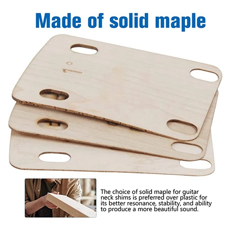 3 Piece Guitar Neck Pad, Made Of Solid Maple, Protective Guitar Neck Pad For Bolt-On Neck