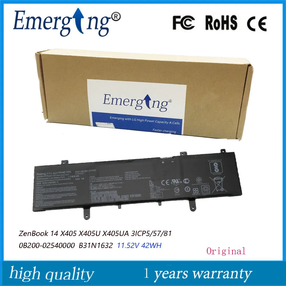 11,52 V 42Wh Laptop Batterie B31N1632 für ASUS ZenBook 14 X405 X405U X405UA 3ICP5/57/81 0B200-02540000