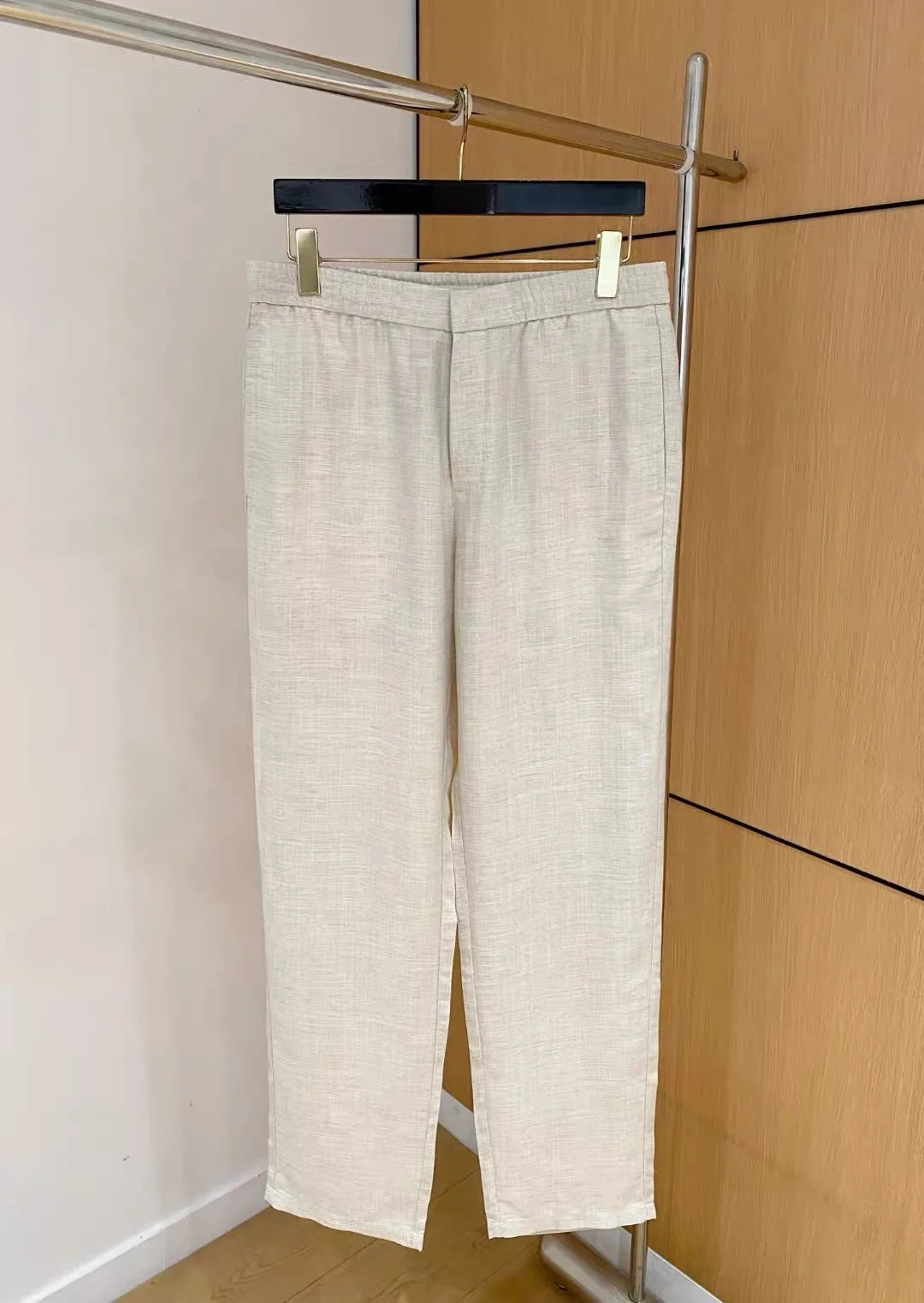 

Lightweight Spor Men's Casual Trousers Straight Leg High Waist Zipper Fly Linen Blend Fabric LP Edition Summer Wear