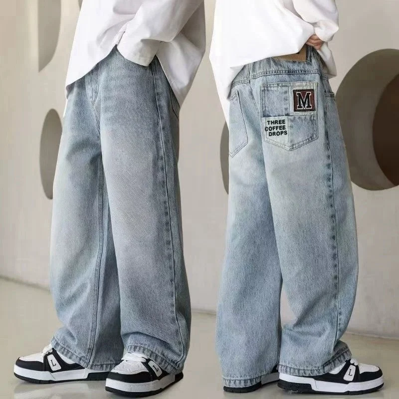 

2025 Boys' Jeans in Spring and Autumn, Mid To Large Children's Casual Pants, Handsome and Versatile, Boys' Pants, Street Style