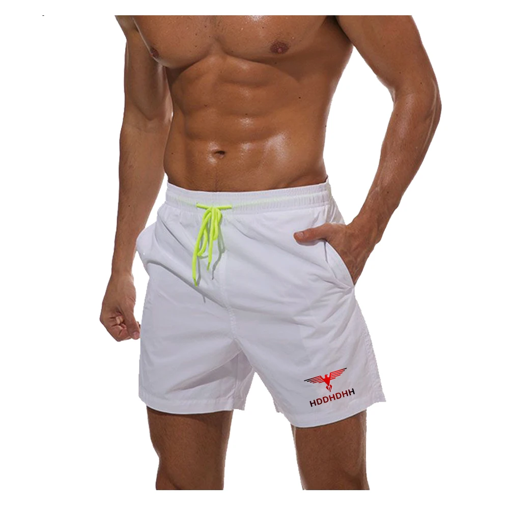 HDDHDHH Brand Printing Summer Casual Shorts Fitness Sports Pants Men's High Waist Elastic Drawstring Beach Pants