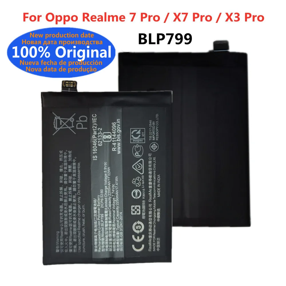 

BLP799 Orginal X7 Pro Battery For Oppo Realme 7 X7 X3 Pro Realme7 Pro 7pro RMX2170 Phone Replacement Battery Bateria 4500mAh