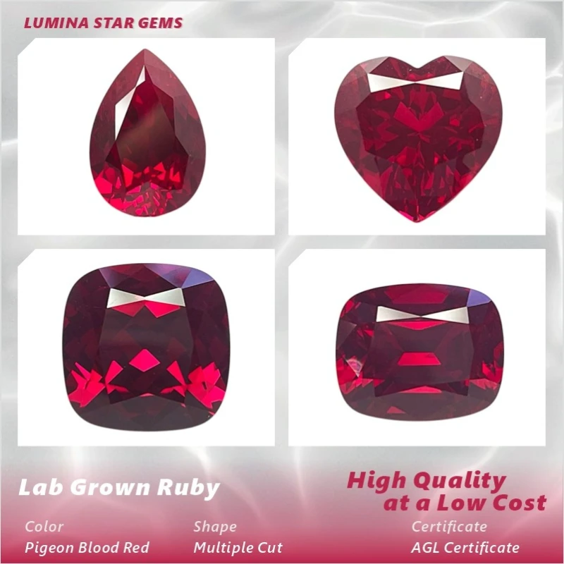 Pigeon Blood Red Lab Created Ruby | Assorted Facet Cuts | Premium Gem for Jewelry Setting & Custom Design | Certification Option