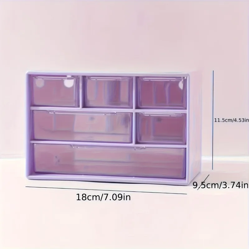 Desktop-Organizer mit sechs Schubladen – geräumiger und multifunktionaler Behälter, perfekt für Bürobedarf, Schreibwaren, Wohnheimutensilien – Detail 8