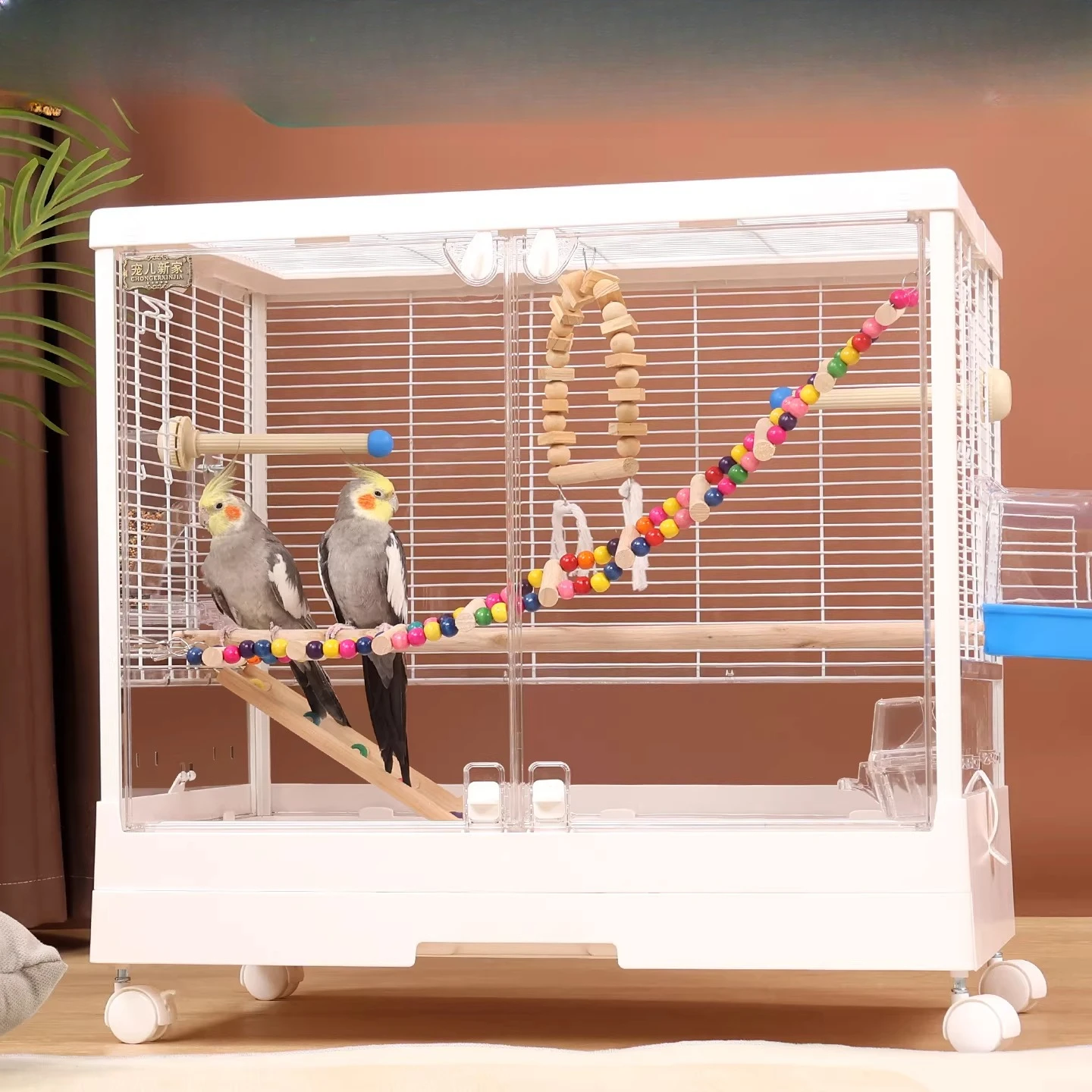 New type bird cage, parrot cage, transparent acrylic splash-proof large luxury villa for home use