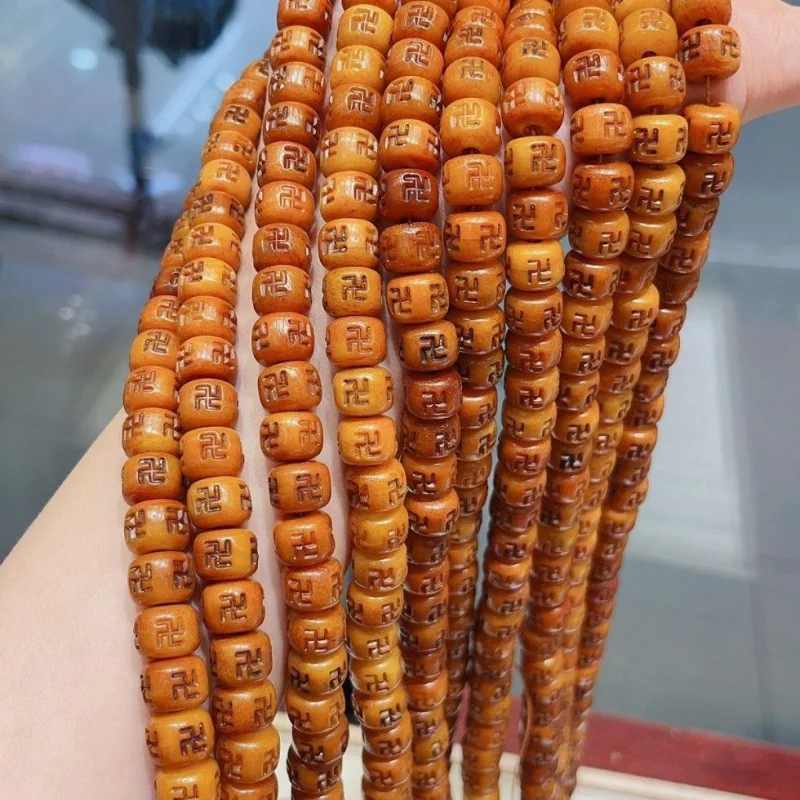 108 Buddhist Prayer Hanging Chain Tibetan Style Ox Bone Wan Zi Old Type Beads Bracelet