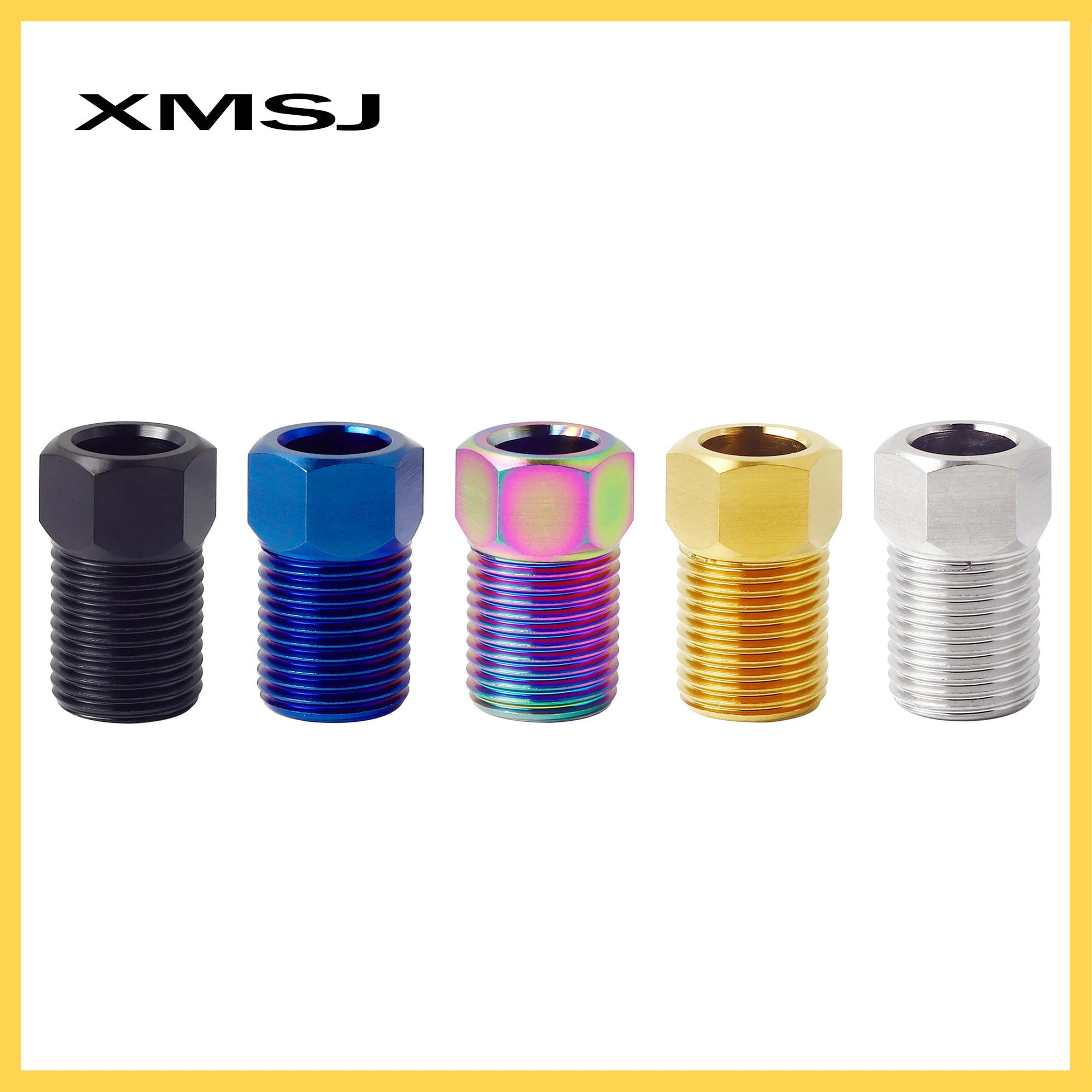 XMSJ M8 Bicycle Hydraulic Hose Titanium Bolt Disc Brake Oil Tube Connection Screw Brake Tubing Bolt  For-Shimano/A/VID/GUIDE