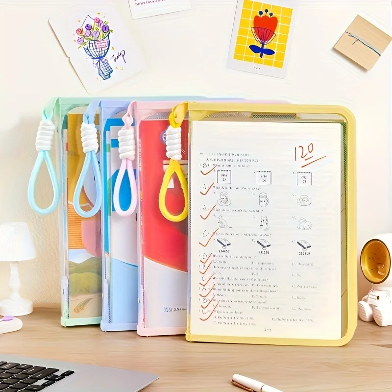 حقيبة ملفات A4 قطعة واحدة مع مشبك لوحي مدمج، مقبض وسحاب شفاف، مثالية للمكتب، وتخزين الأسرة والسفر، وحقيبة حامل الملفات #4