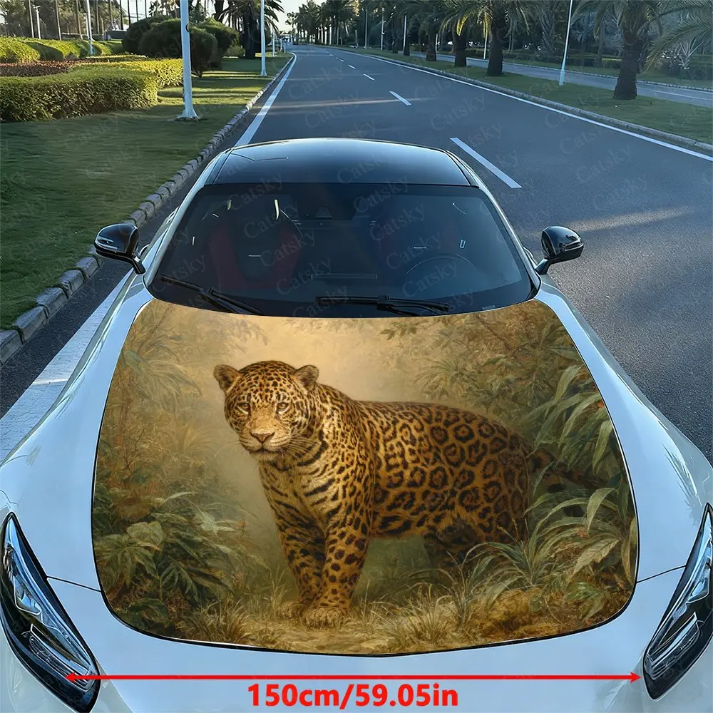 Cheetah In The Forest Car Hood Sticker, Vinyl Film Decal For Vehicle Modification - Waterproof & Scratch-Resistant Self Adhesive