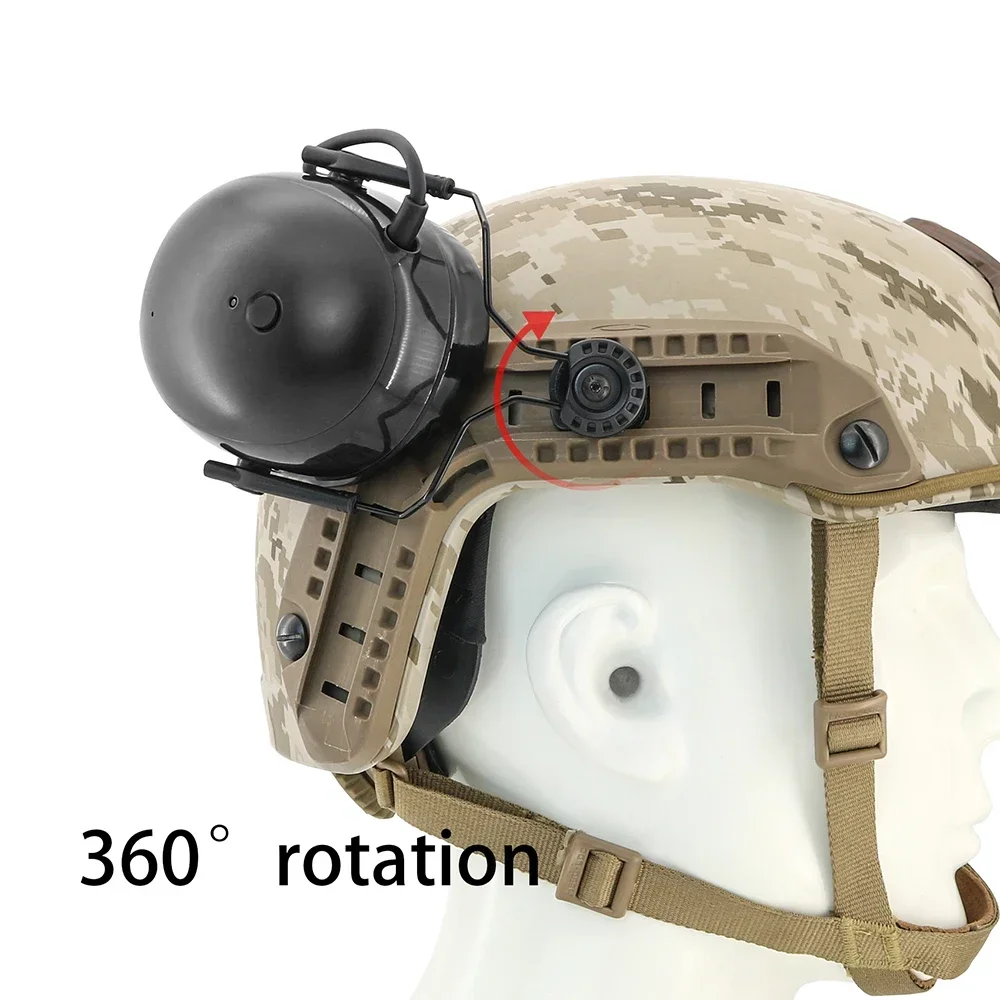 Casco tattico ARC Rail Adattatore per 3M Pelto TACTICAL 300/500 Cuffie elettroniche Protezione dell'udito Caccia Tiro Paraorecchie