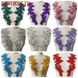 17 Colors Appliqued Beading Diamond Apparel Decoration Deep V Neck Dress Fabric Luxury Handmade Sequin Rhinestone Material