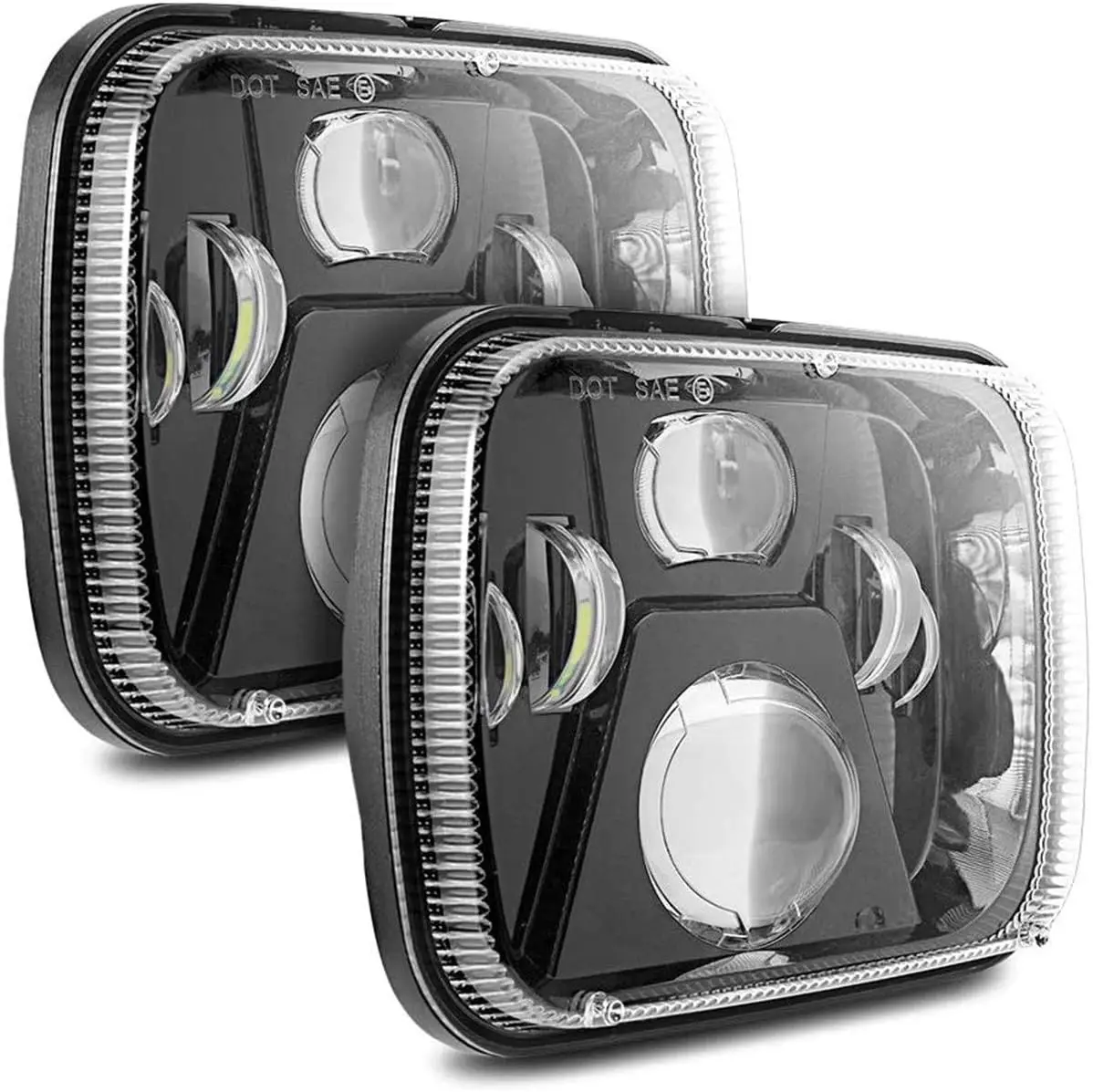 

5x7 Inch LED Headlights with High/Low Beam, DOT Approved for Jeep Wrangler YJ Cherokee XJ GMC Replacement