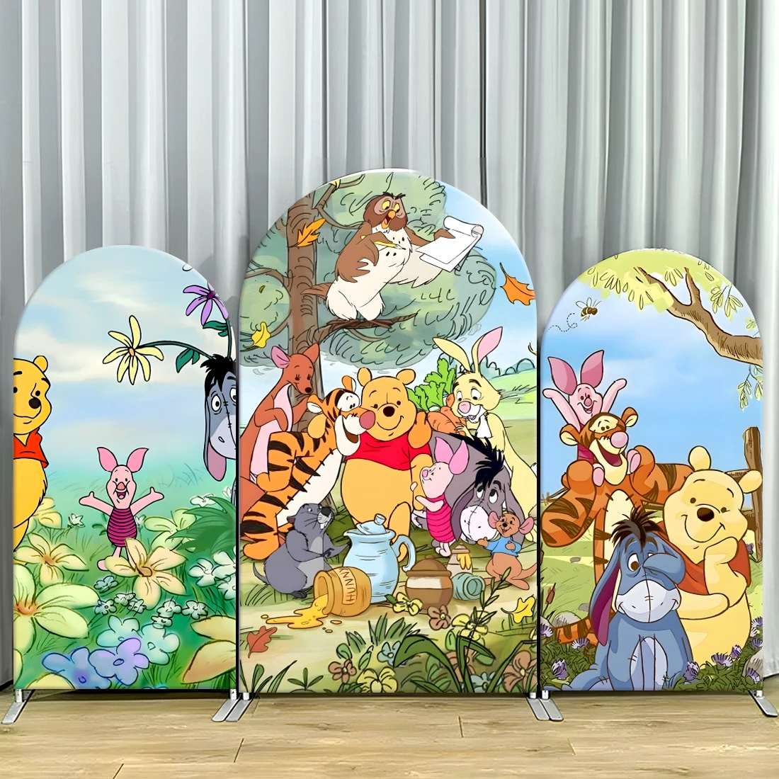 

Disney Winnie The Pooh Arch Backdrop Cover Baby Shower Kids Birthday Party Decoration Photography Background Wall Elastic Fabric