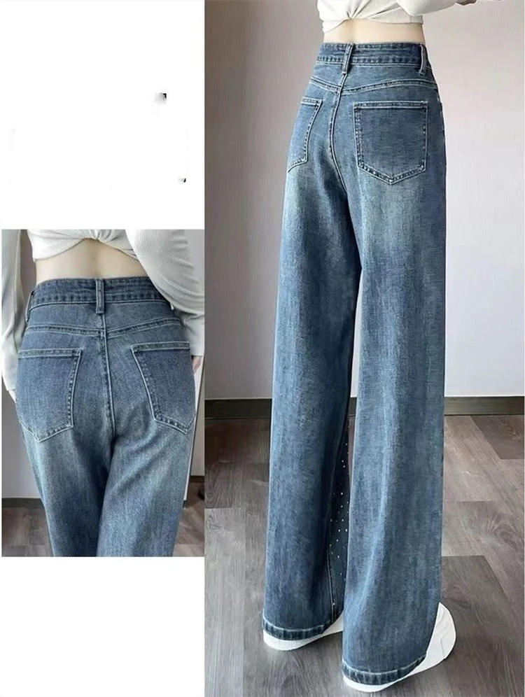 جديد ربيع الخريف بالإضافة إلى حجم العلامة التجارية الإناث النساء الفتيات شارع العليا واسعة الساق الجينز