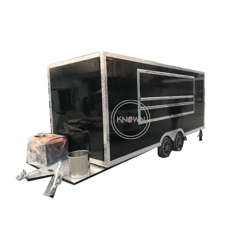 OEM square Retro trailer Food Cart Refrigerator Mobile Food Caravan Fast Food Trailer with kitchen for Sale