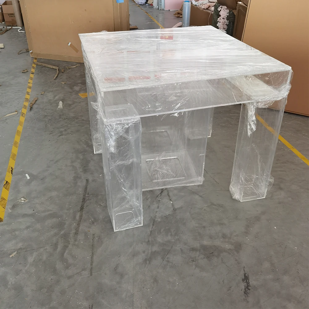 

Modern Square Clear Acrylic Cake Coffee Table For Wedding Events Decoration