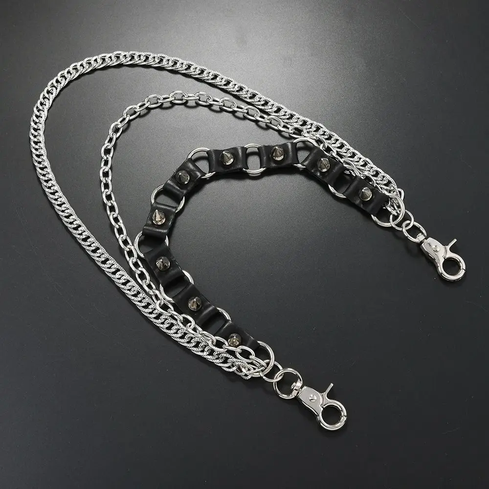 Джинсовая цепочка в стиле панк с колючим дизайном, аксессуары для уличных танцев, прочная многослойная поясная цепочка, поясная цепочка в стиле хип-хоп для женщин и мужчин