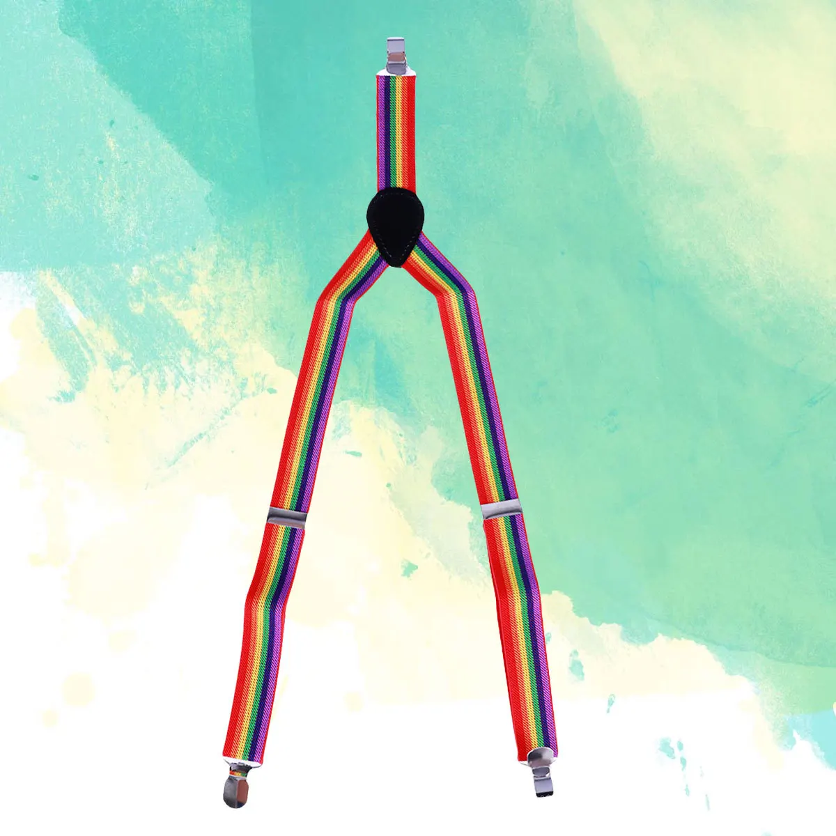 

Rainbow Strap Clip Colorful Striped Suspenders Adjustable Elastic Clips For Adults Party Costume Halloween 2.5X65Cm