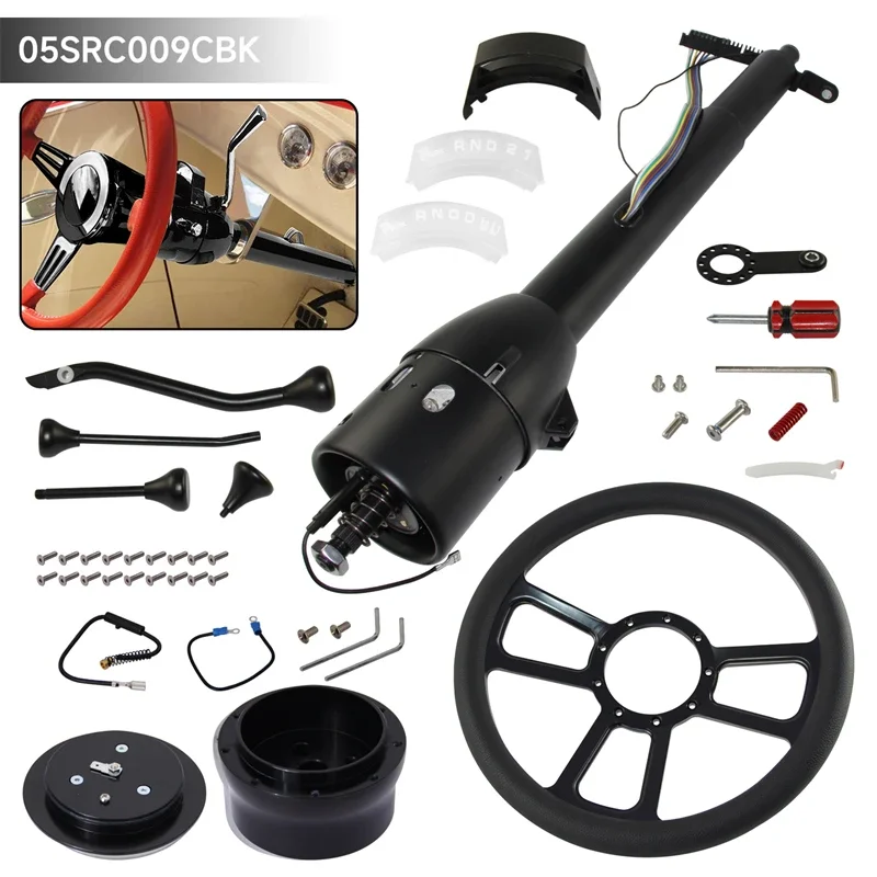 32\'\'/30\'\'/28\'\' Inch Universal Tilt Automatic Collapsible Steering Column for GM 69-94+Steering Wheel+Hub Adapter&Horn Button SL