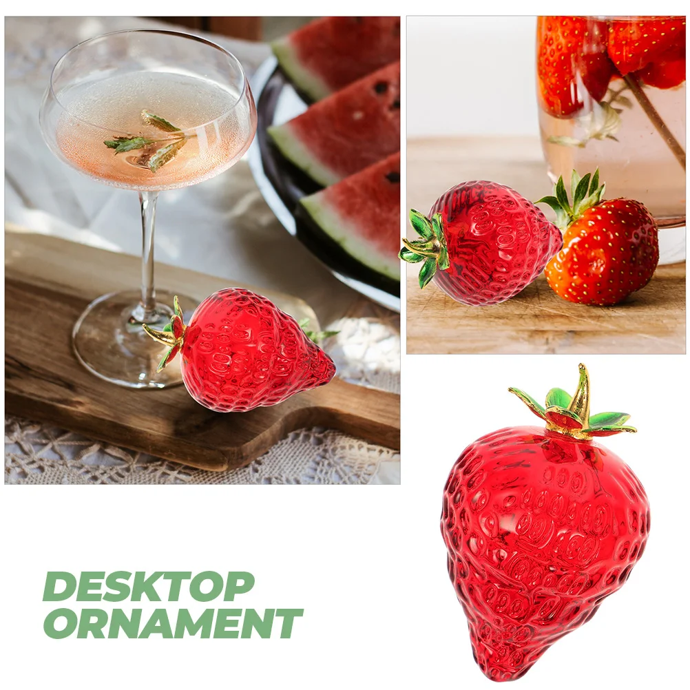 Figurines de fraises en cristal, 2 pièces, fruits artificiels élégants de Style européen, pièce maîtresse transparente pour salon et bureau