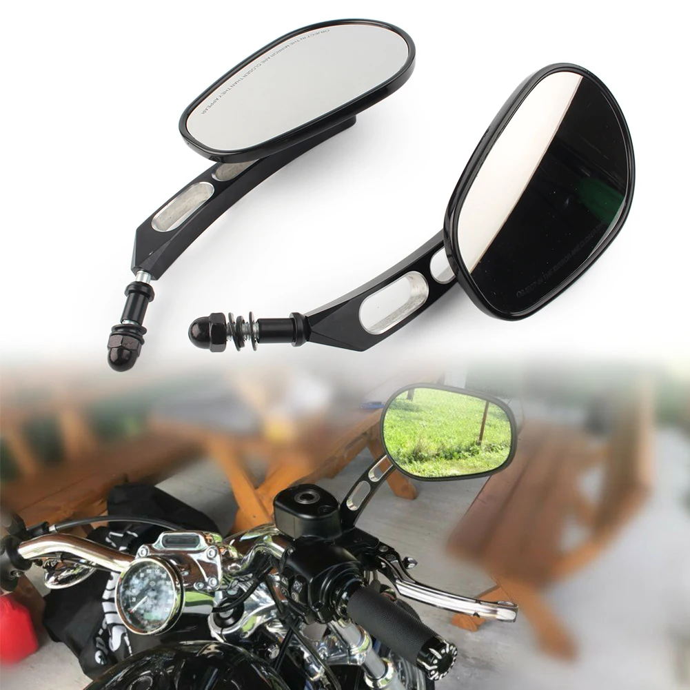 Gloss Black Motorcycle Side Mirror Rearview Mirrors For Haley Sportster 883 XL1200 Softail Touring Dyna 2Pcs