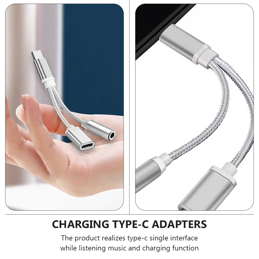 2 Pcs Audio Adapter Type-c Charging Converters Chargers Adapters Earphone Dispenser