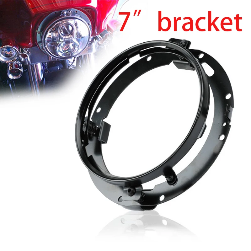 7 Inch Black/Chrome Round LED Headlight Adapter Mounting Ring Bracket for Touring Softail FLD