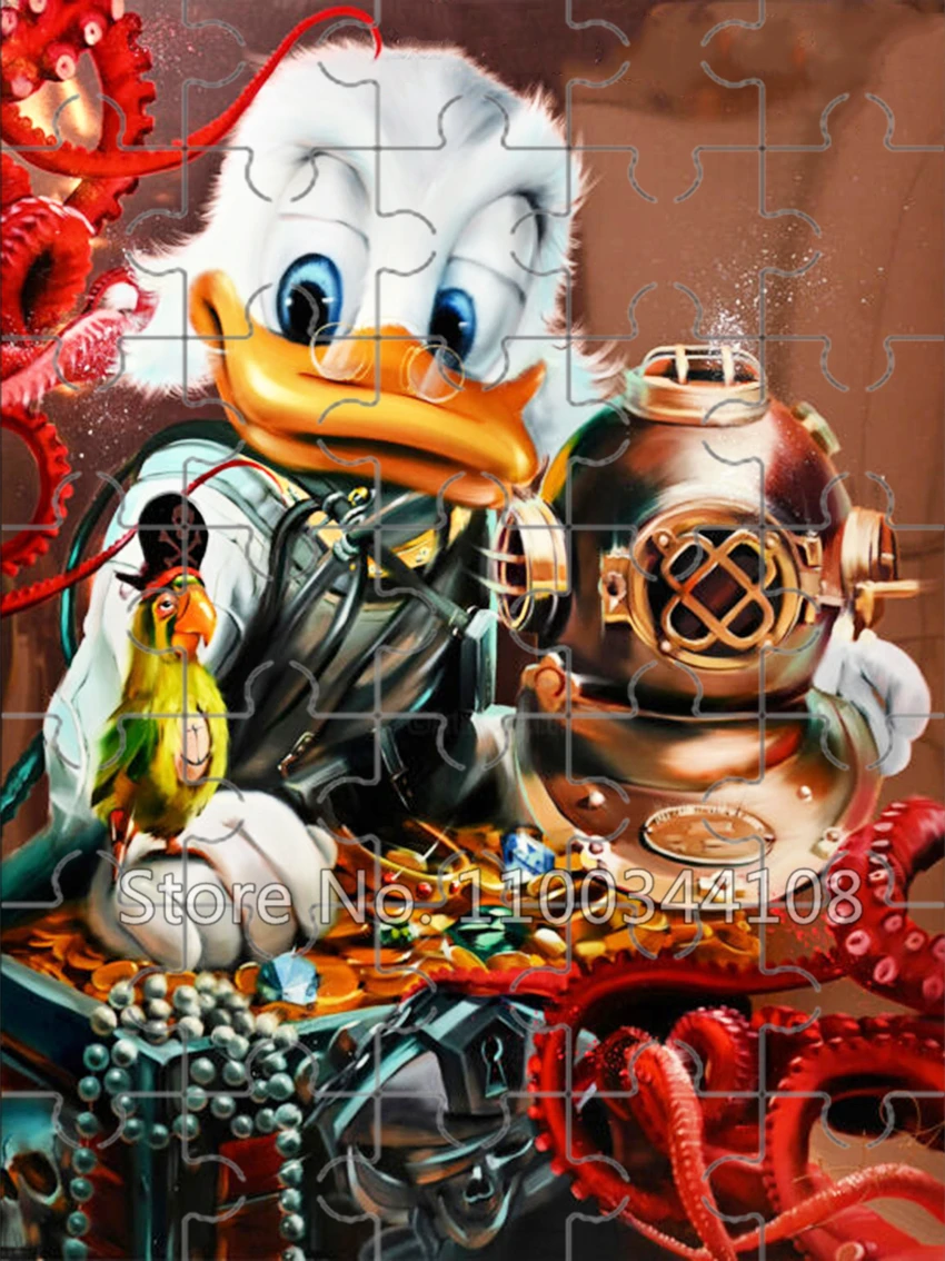 35 Pieces Mini Jigsaw Puzzles Disney Funny Donald Duck Minnie Wooden Puzzle for Children's Educational Toys DIY Handmade Gifts