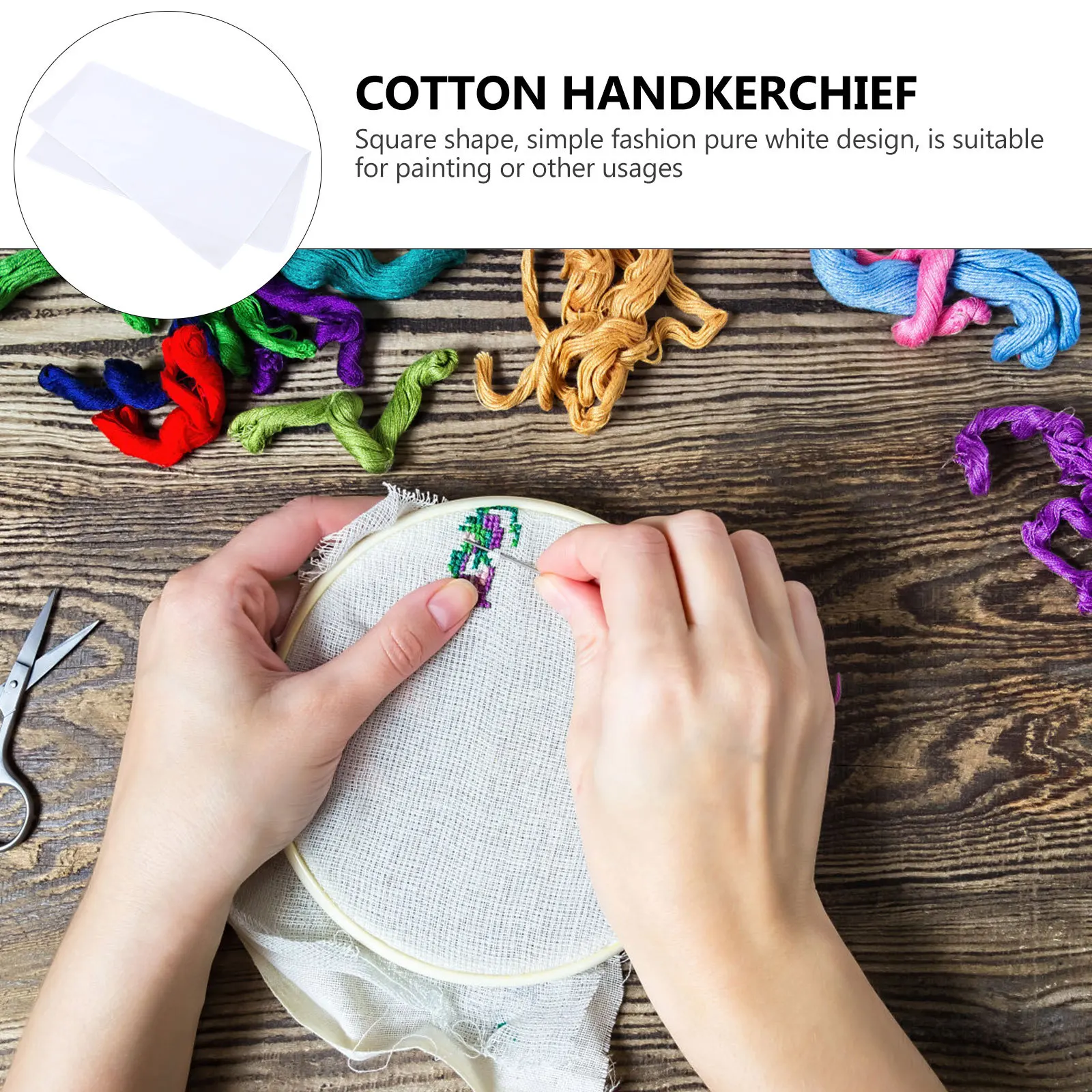 

12 Pcs Handkerchiefs Pure White Square Scarf DIY Cotton Handkerchief Painting Towels Men Lightweight Durable Gifts