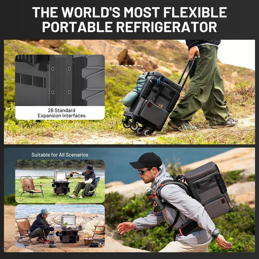 Portable 12L Refrigerator with 2 U20 Batteries, 20L Car Fridge, -4℉ to 68℉ Portable Freezer, 12V/24V Compressor Cooler for Outdo