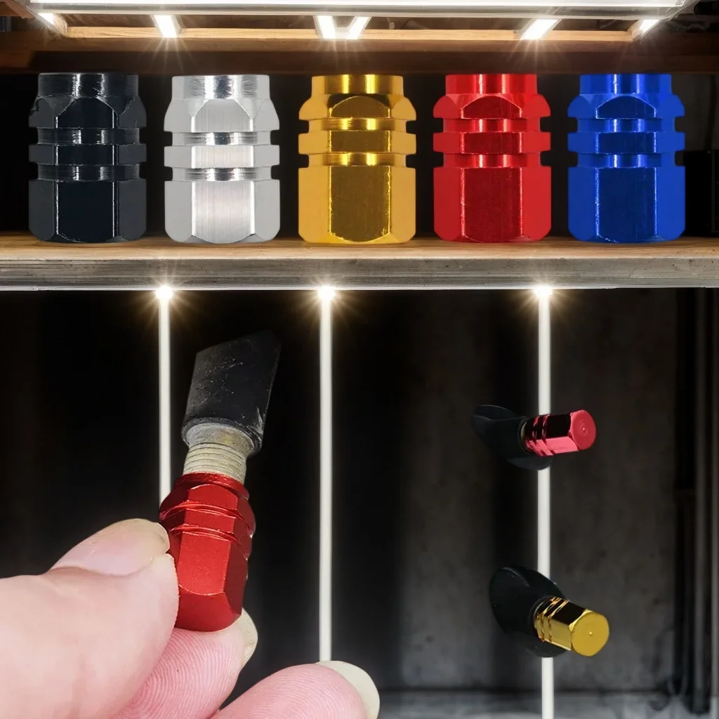 

4 шт. алюминиевые колпачки для клапанов шин — прочные чехлы для штоков клапанов колес автомобиля и мотоцикла для дисков и сосков