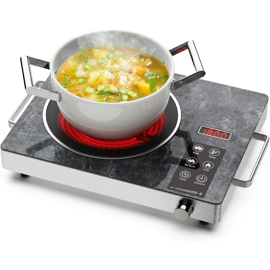 

Портативная инфракрасная электрическая плита с одной конфоркой мощностью 1800 Вт, с мраморной стеклянной поверхностью, 110 В, керамическая варочная панель для столешницы