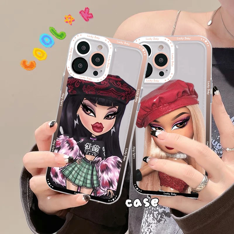 Cute Bratz Doll Phone Case For iPhone 13 14 Pro Max XS XR 12 11 Pro 13 Mini 6 7 8 Plus Soft Clear Back Cover