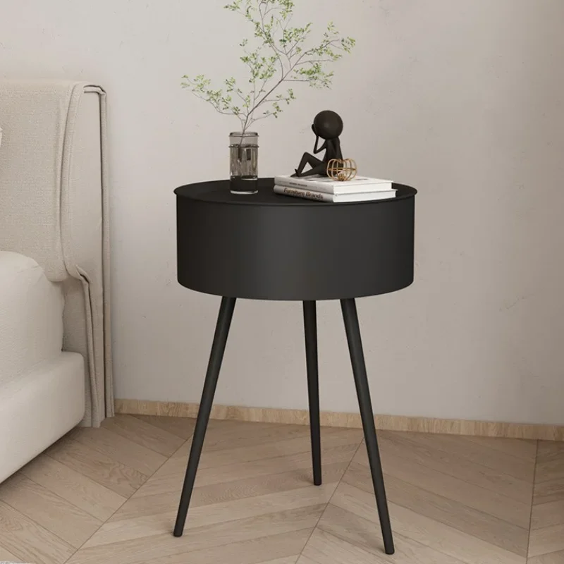 

Modern Home Furniture-Simple and Creative Round Bedside Table with Book Storage Versatile Sweet Table Design