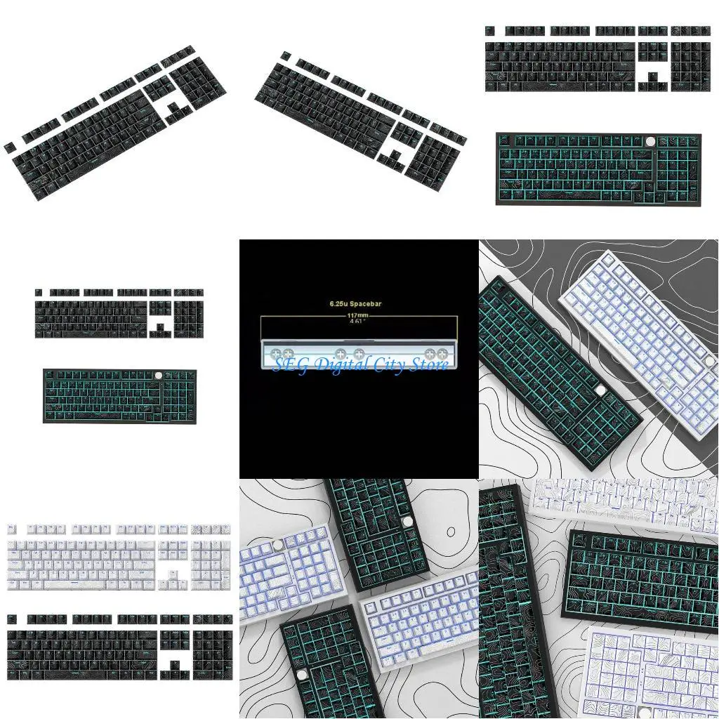 

U75B 108Keys PBT Original Height Keycaps Line Keycap Set Front Print Backlits Caps for Mechanical Keyboards