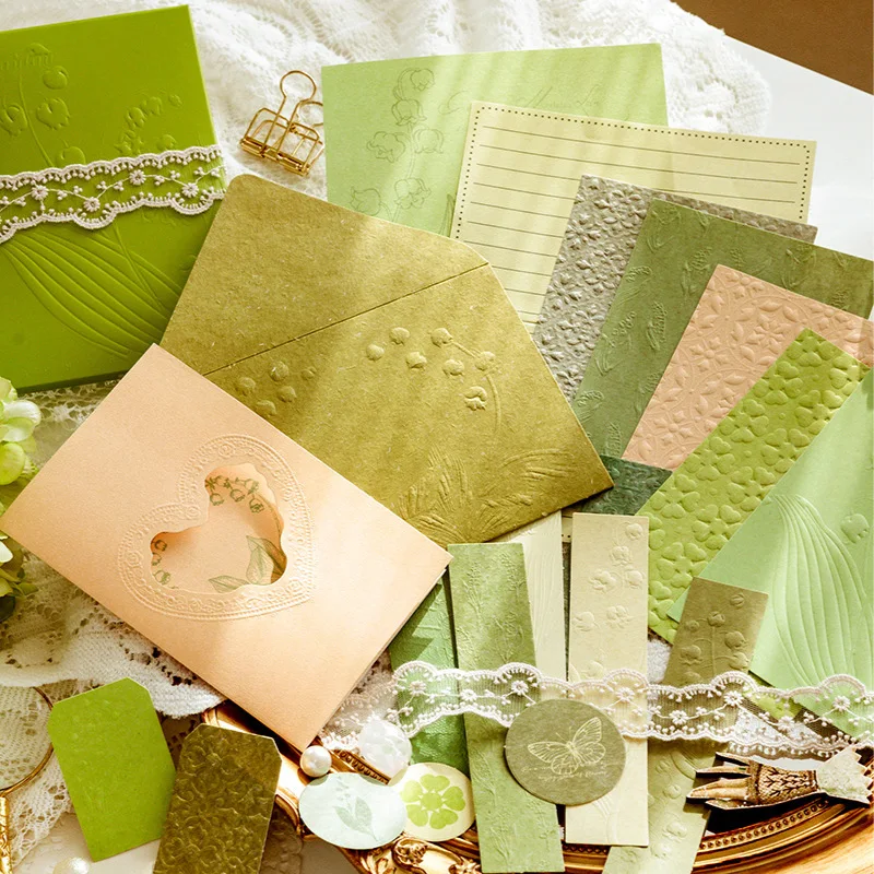 

20Pcs Vintage Embossment Textured Paper Scrapbooking Supplies Junk Journal Collage Paper Materials Envelope Greeting Card Suit