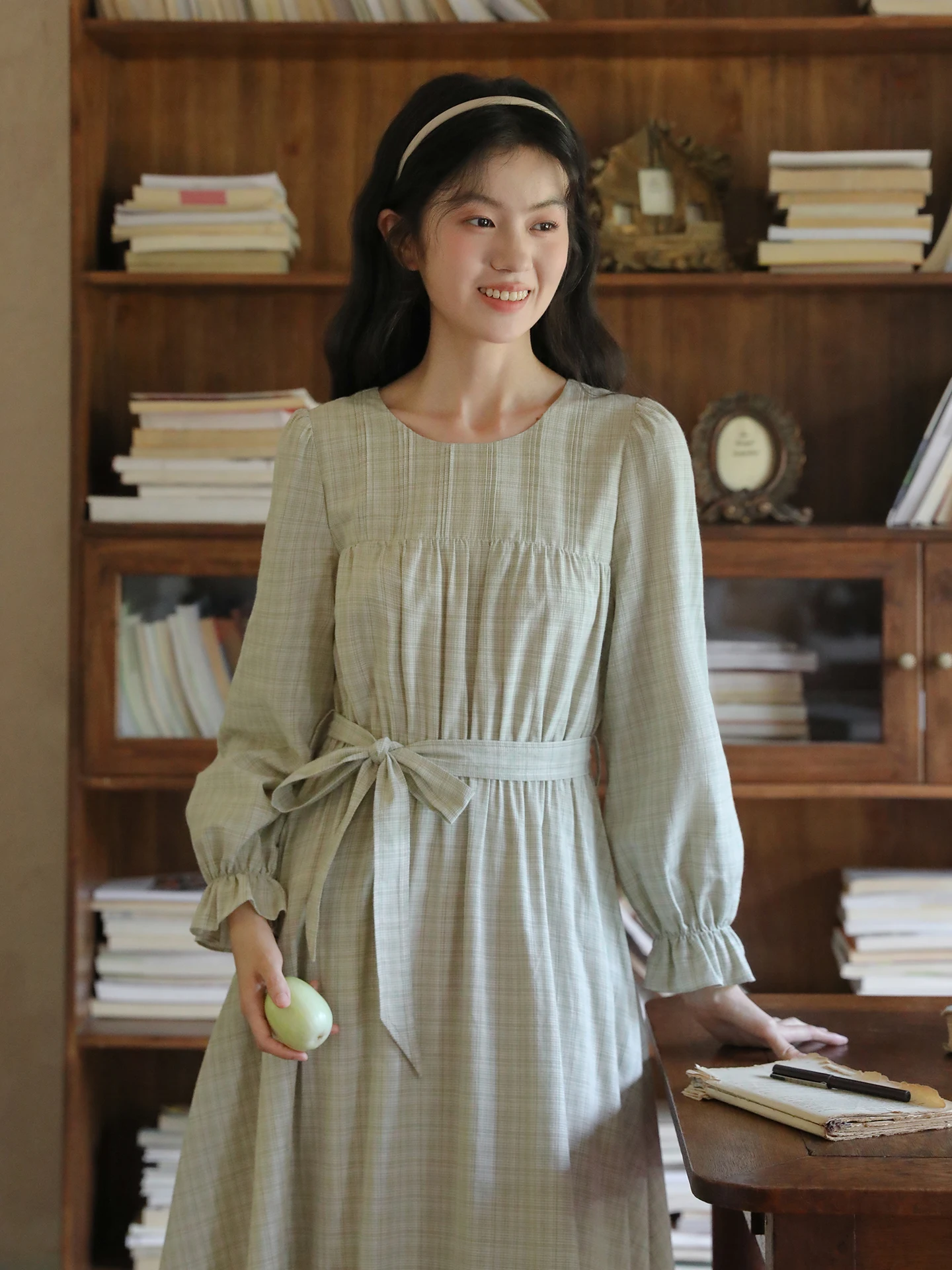 

Nesoulum Women's Plaid Dr Light een Cotton Vintage Belted Slim Fit Midi Skirt High Waist A-Line Dr Spring Autumn