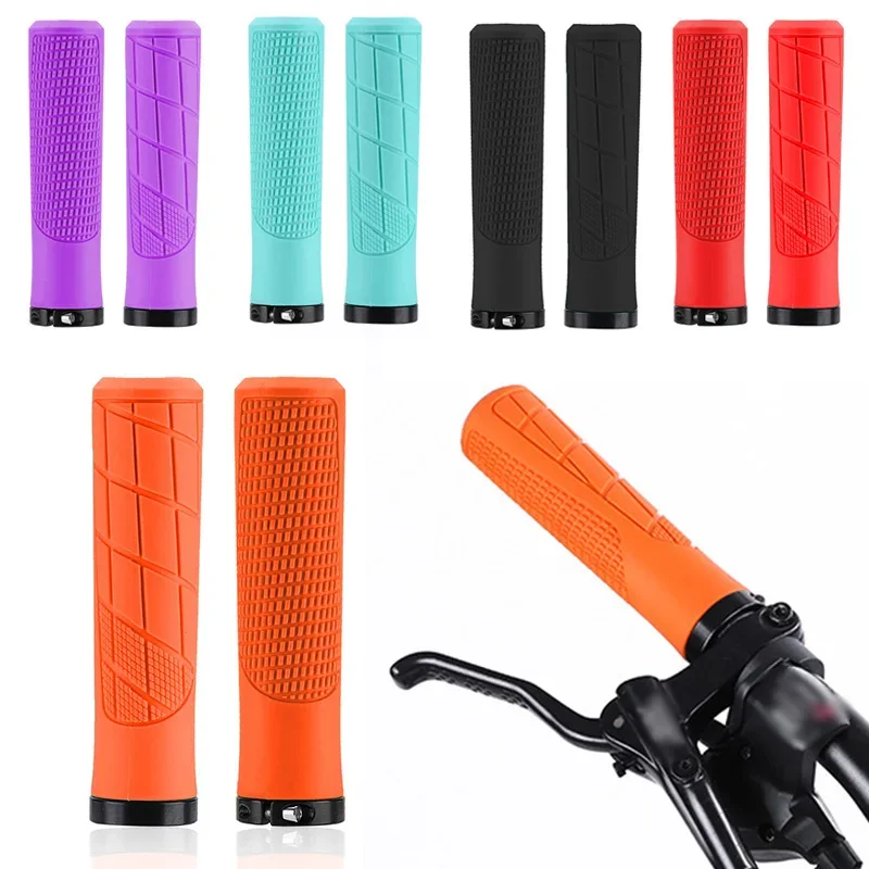 1Pair Non-slip Mountain Bike Handlebar Grip Soft Rubber MTB Grips Anti-skid Comfortable Lockable Bicycle Grips Bike Parts