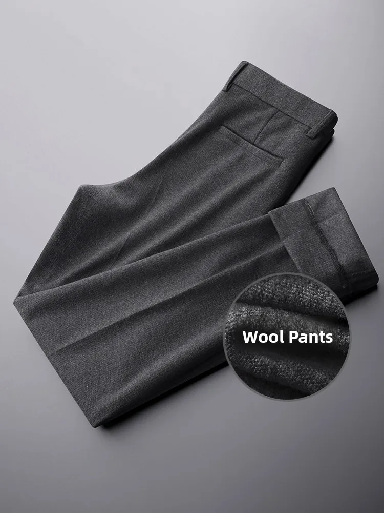 

Мужские шерстяные брюки: деловые, немнущиеся, прямые, повседневные, теплые, осенне-зимние, модные, стильные, длинные