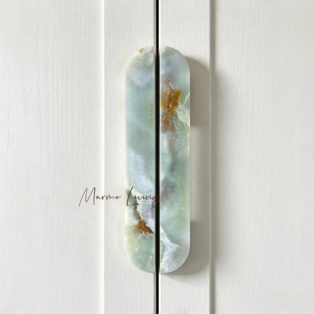 Italian Luxury Drawer Wardrobe Natural Marble Handle High-end Clothing Store Coffee Shop Glass Door Home Decoration Handle