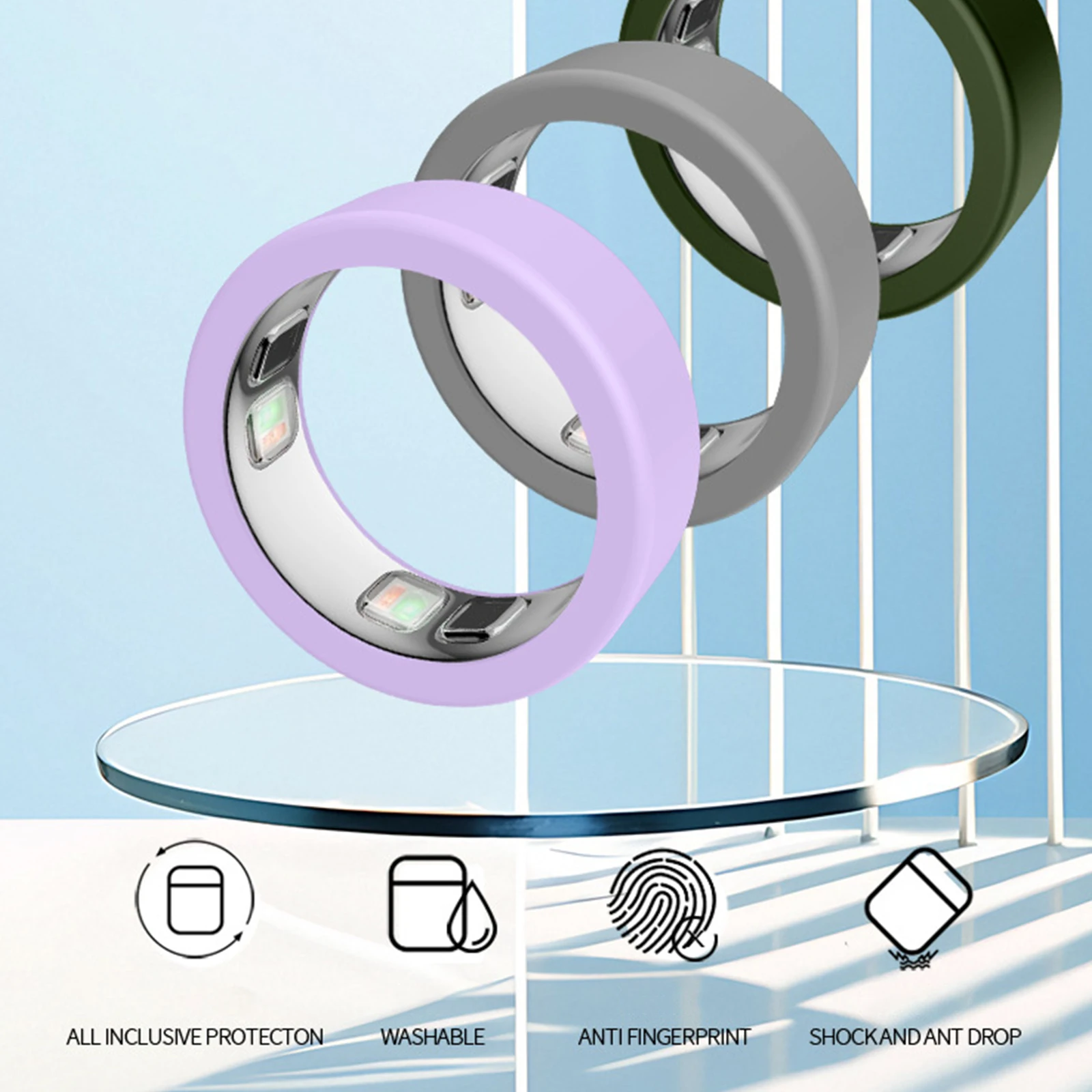 4/8 Pack Silicone Ring Protector Fits for Oura Ring 5 Protective Sleeve Skin Ring Protector Case for Gym Woking Out Women Men