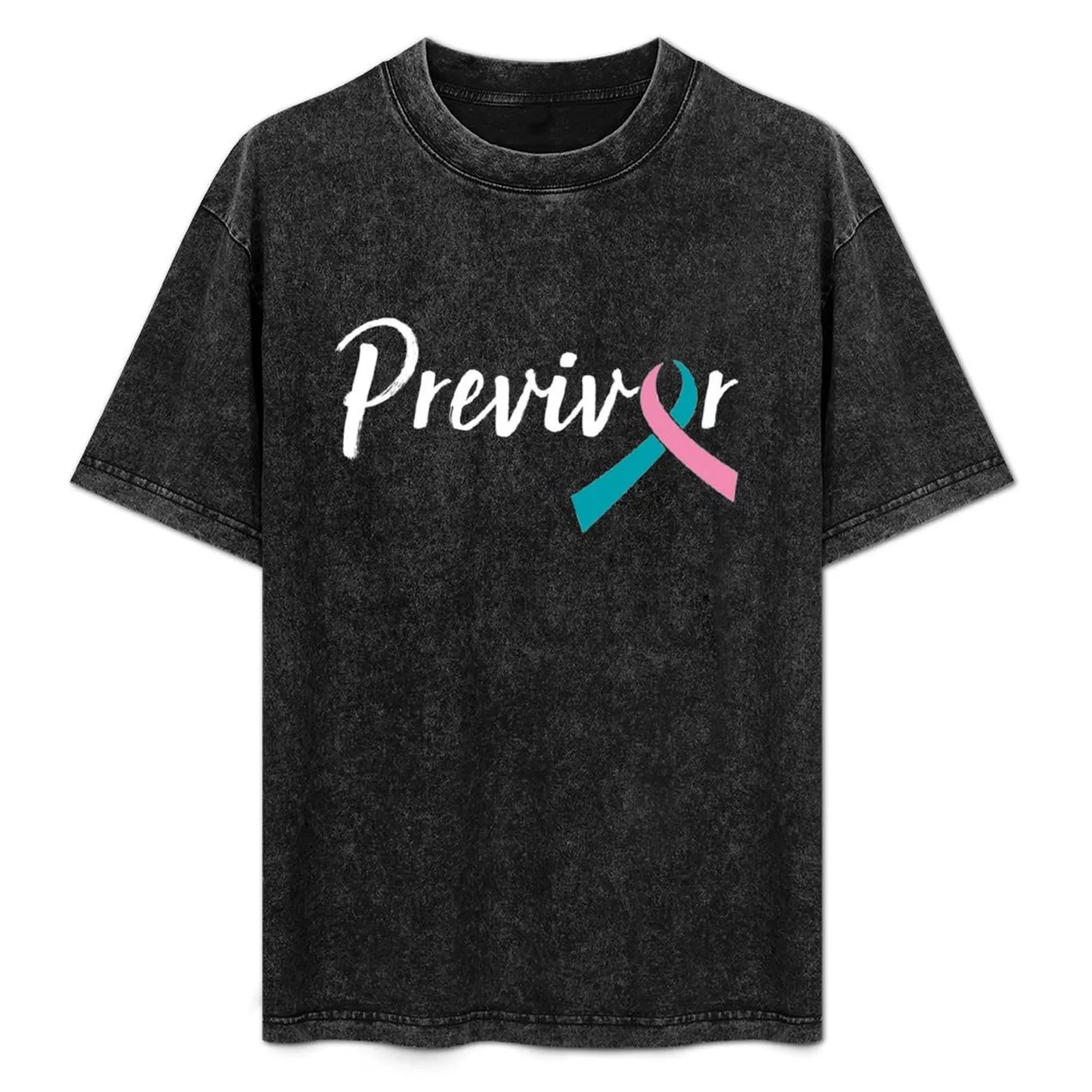 

Previvor Pink Teal Ribbon T-Shirt Construction Work Tee Shirt