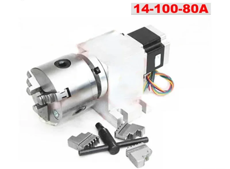 

A-axis rotation axis CNC indexing head CNC engraving machine fourth axis harmonic 80mm/100mm three jaw chuck