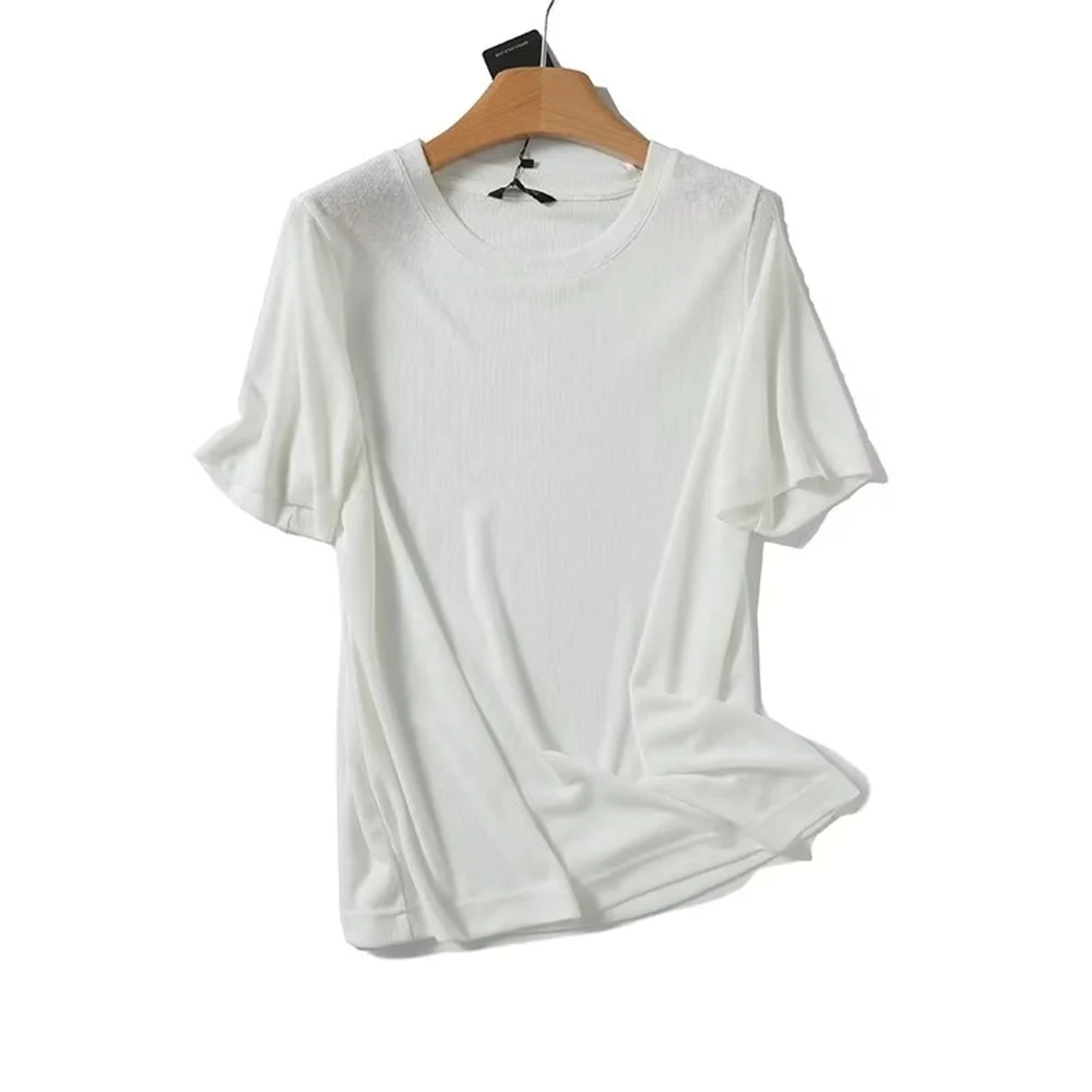 COS LRIS Standard Edition Women\'s Standard Edition Short sleeved Linen Slimming T-shirt White New Product 0974449004