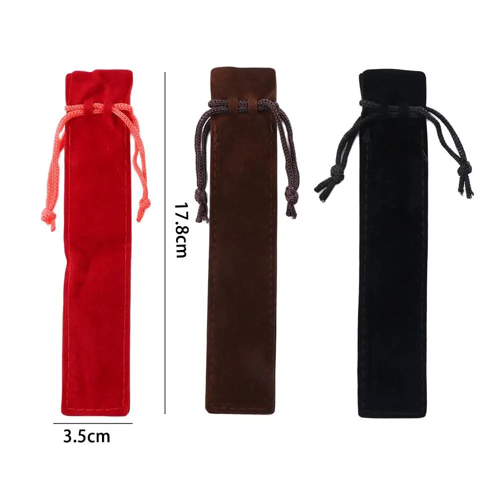 5pcs/lot Velvet Single Pencil Bag Pen Pouch Holder Pen Case With Rope For Rollerball /Fountain Pen