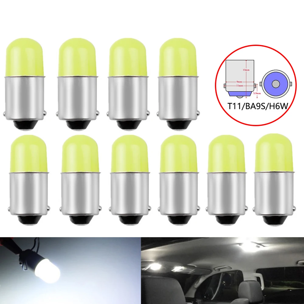 BA9S Car LED T4W H6W T11 363 Round 3D COB Led Bulb Car Interior License Plate Light Marker Reading Door Auto Lamp DC 12V White