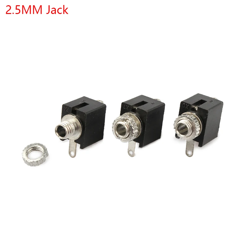10pcs pj-201m 2.5mm Female Mono Channel Audio Socket Connector 3 Pin Dip Headphone Jack Pj201m