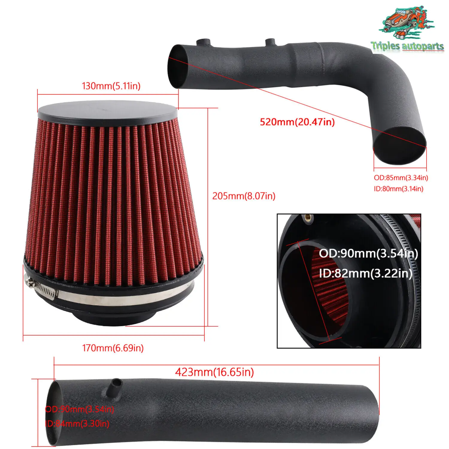performance For 2011-2023 Charger/Challenger/300 3.6 V6 Heat Shield Cold Air Intake +Filter