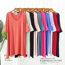 Zomer dames modale nachtrok dames katoen korte mouwen multi-color plus size losse mid-rok thuis rok slaapkleding nachtjapon